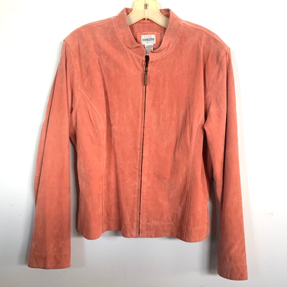Chicos zipper Suede Jacket Sz 2